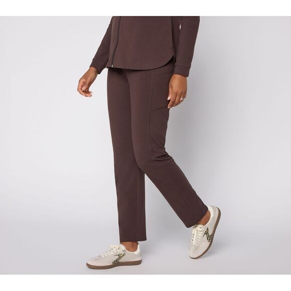Denim & Co. Pants - Denim & Co. Women's Petite Pants 1XP Active Duo Straight Leg Brown